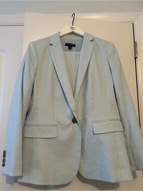 Ann Taylor Pale Blue Single-Button Blazer 10P and pants 8R